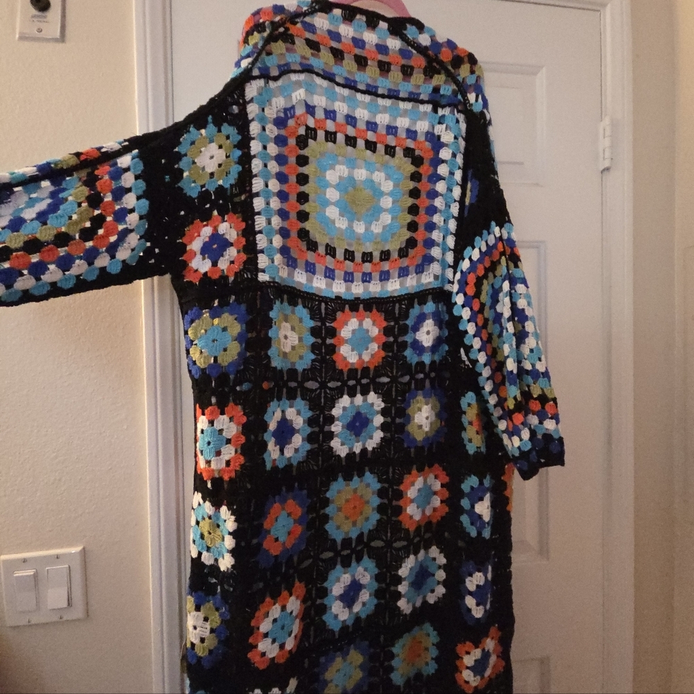 POL Crochet Granny Square Long Cardigan One Size New - Picture 8 of 8
